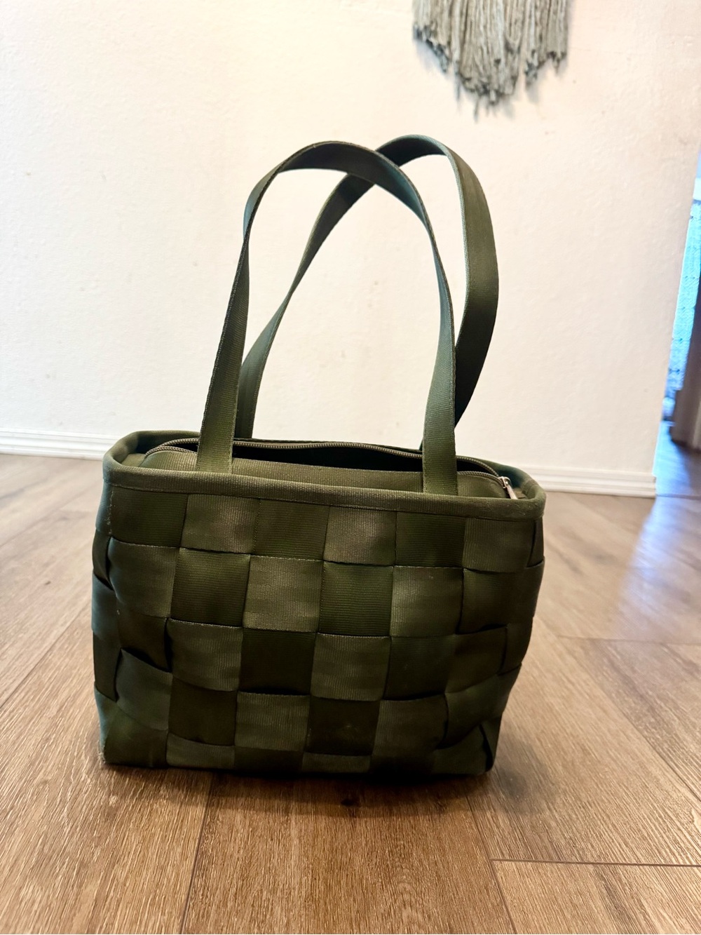 Harveys Olive Woven Tote - Green